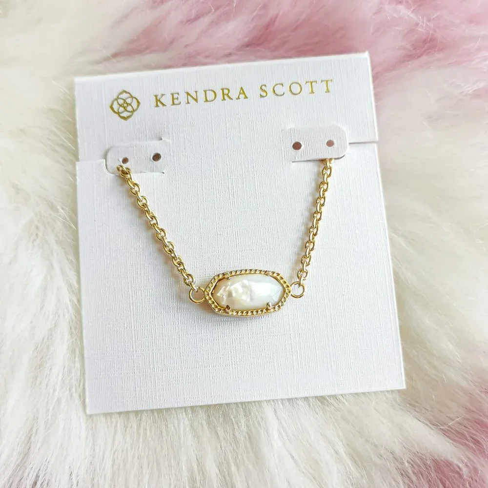 Gold Elaina Ivory Pearl Adjustable Chain Bracelet